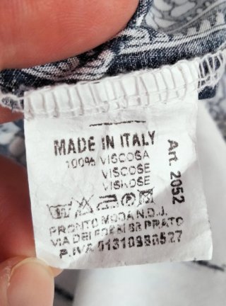 Vestito copricostume bianco e blu in viscosa