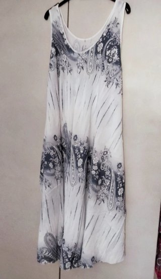 Vestito copricostume bianco e blu in viscosa