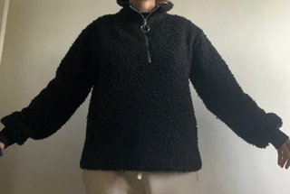 Jersey H&M Negro Peluche Cremallera