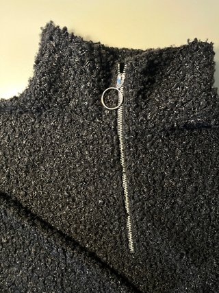 Jersey H&M Negro Peluche Cremallera