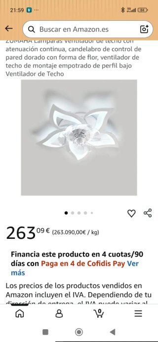 Ventilador de techo con lámpara flor