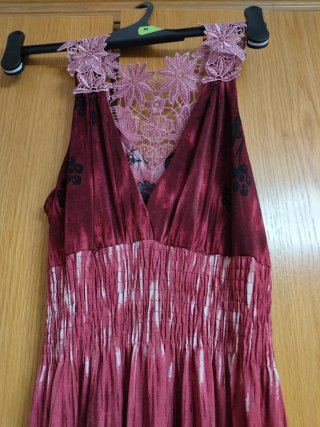 Vestido largo verano bordado espalda mallorquin