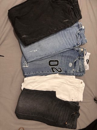 Pantalones Jeans Chica Talla 36 Negros2, blanco 1