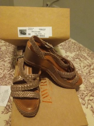Sandalias de cuña Talla 38 Bronce