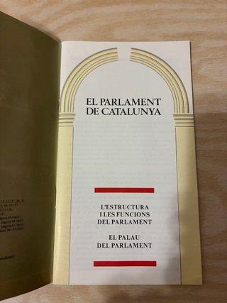 Llibret Parlament de Catalunya 1988