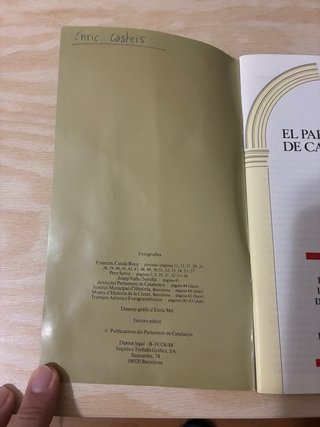 Llibret Parlament de Catalunya 1988