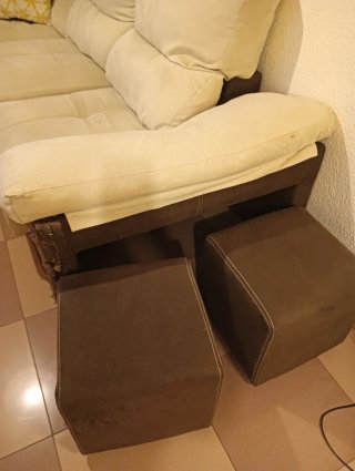 Sofá Chaise Longue Beige y Marrón