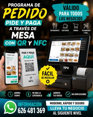 Sistema Pedidos y Pago QR NFC TPV
