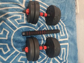 Mancuernas ajustables 2 en 1 + barra 15 kg