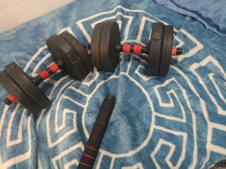 Mancuernas ajustables 2 en 1 + barra 15 kg