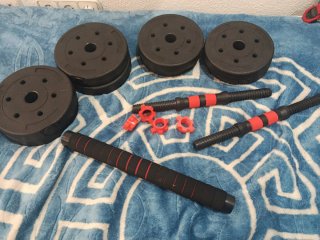 Mancuernas ajustables 2 en 1 + barra 15 kg