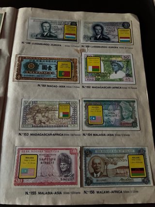 Álbum Cromos Billetes del Mundo 1974