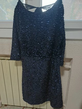 Vestido de fiesta lentejuelas azul marino