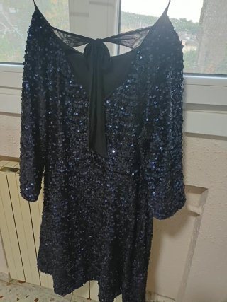 Vestido de fiesta lentejuelas azul marino