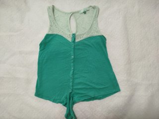 Camiseta tirantes encaje turquesa talla S