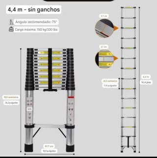 NUEVA! Escalera telescópica 4,4m Acero INOX ligero