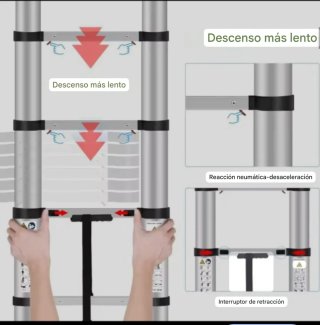 NUEVA! Escalera telescópica 4,4m Acero INOX ligero