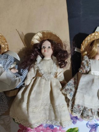 Tris Bambole Porcellana Vintage 15 cm