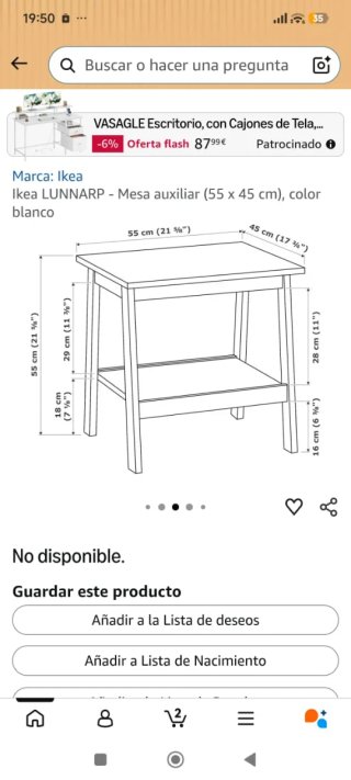 Mesa auxiliar Ikea Lunnarp