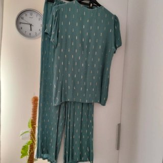 Conjunto mujer blusa y pantalón verde azulado