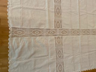 Copriletto/Tovaglia Lino Beige e Bianco