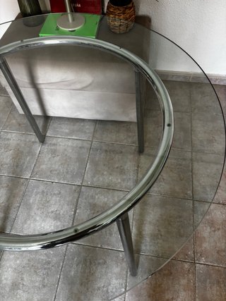 Mesa redonda cristal vintage metal