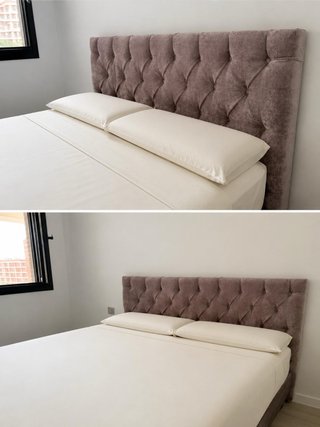 Cabecero Cama 150cm Terciopelo Beige/Morado