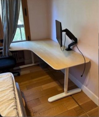 Mesa escritorio elevable madera y metal