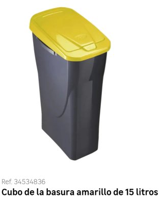 Cubo basura gris con tapa amarilla