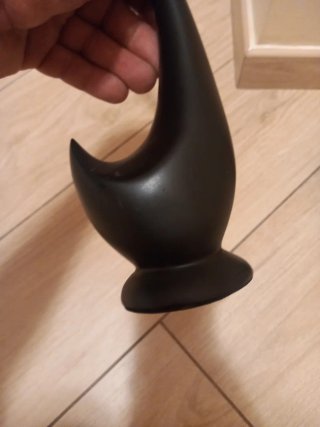 Coppia cigni in legno ebano nero