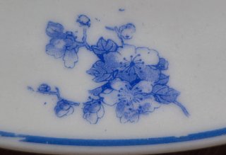 Sopera de porcelana antigua con flores azules