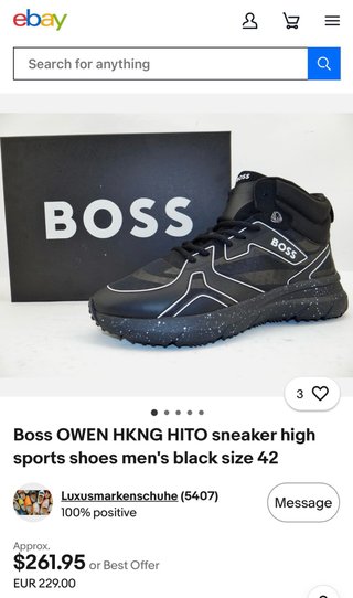 Zapatillas Boss Owen HKNG Hito Alta Negra Talla 43