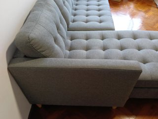 Sofá FALSLEV chaise longue tela gris