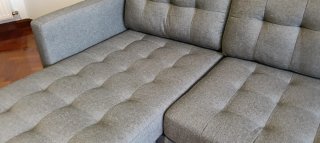 Sofá FALSLEV chaise longue tela gris