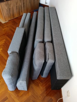 Sofá FALSLEV chaise longue tela gris