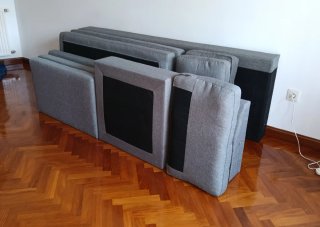 Sofá FALSLEV chaise longue tela gris
