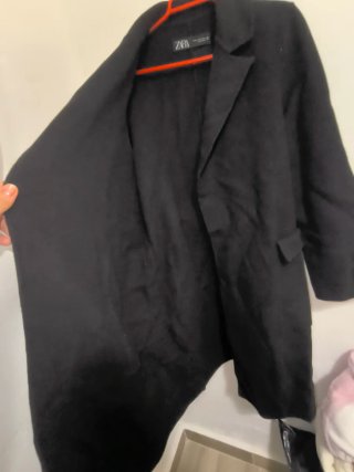 Abrigo largo Zara negro. XS OVERSIZED