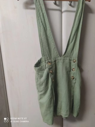 Peto falda pantalón Zara verde T.38