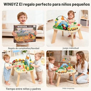 Mesa de actividades de madera para niños