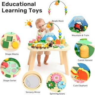 Mesa de actividades de madera para niños