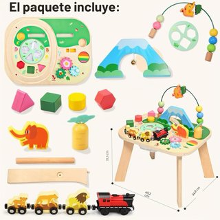 Mesa de actividades de madera para niños