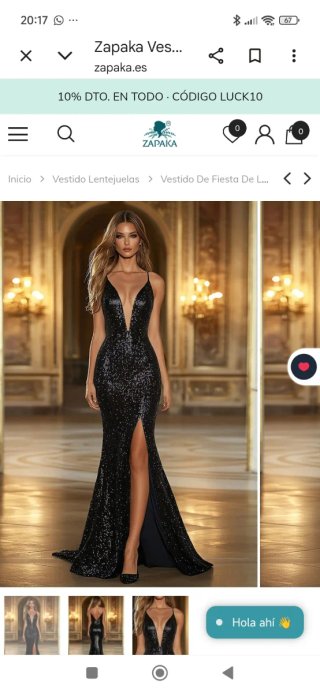 Vestido de fiesta negro lentejuelas