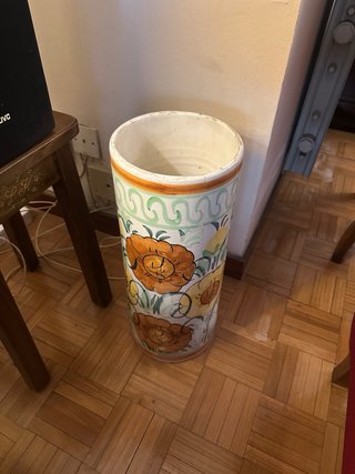 Paragüero vintage cerámica flores