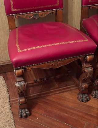 Conjunto Sillas Luis XV Piel y Madera