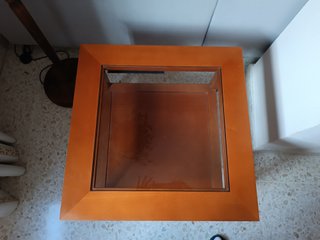 Mesa auxiliar madera y cristal