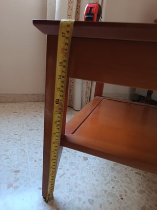 Mesa auxiliar madera y cristal