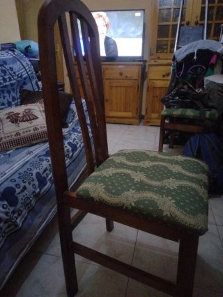 Silla de comedor madera y tela