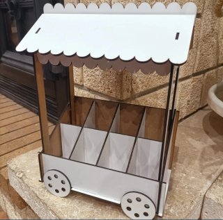 Carrito Dulces Madera Blanco