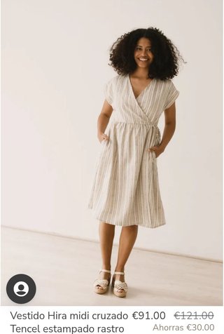 Vestido cruzado de rayas beige
