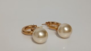 Pendientes Aro Perla Dorados